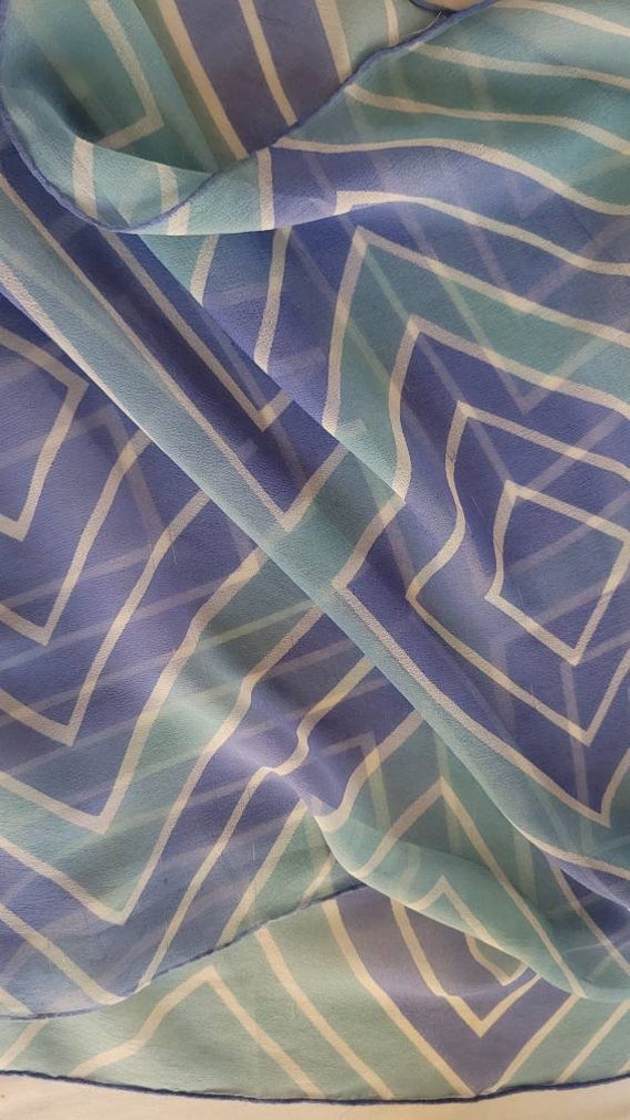 Vintage Vera silk Chiffon Scarf long blue Tag