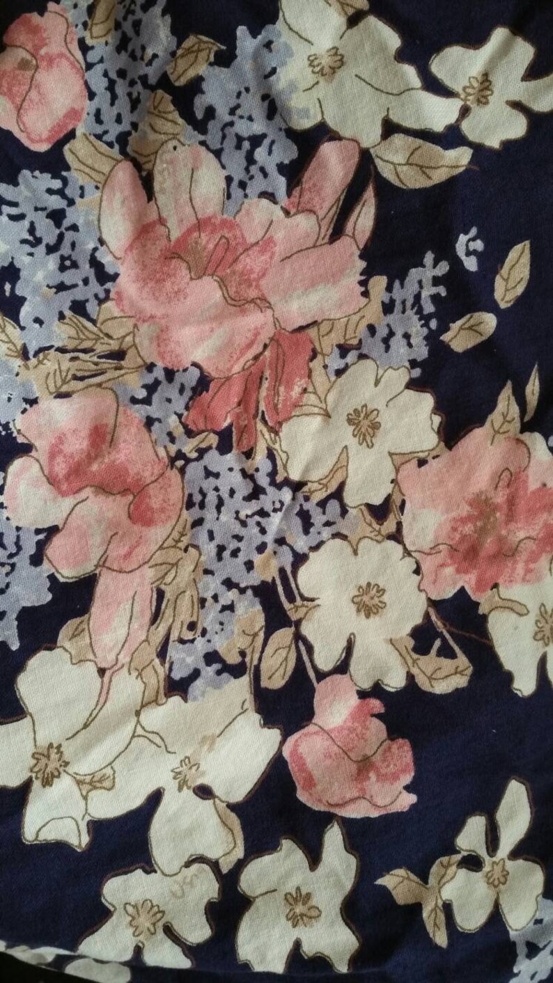 Vera Round Tablecloth Blue Fl Cotton Vintage Collectible Mid Century Designer