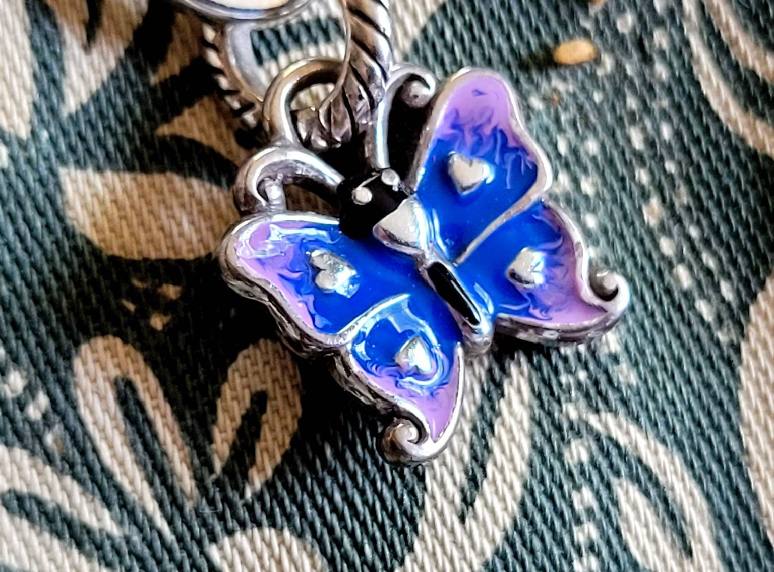 Silver Brighton Link Butterfly Bracelet Heart Lobster Claws 