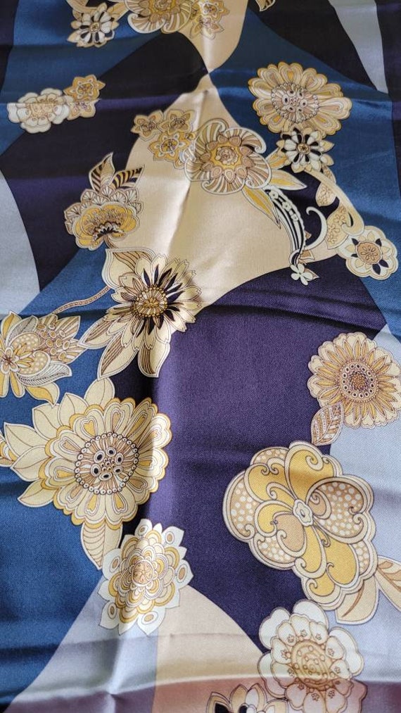 Oscar Long Silk Scarf blue purple 20231026 - image 2