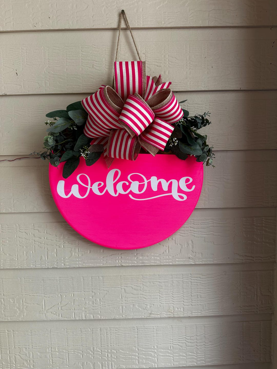 Hot Pink Welcome Door Hanger - Etsy