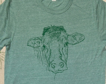 Organic TShirt Farm Shirt - Adult Mens Womens Unisex Be Kind Cow Dairy Farm T Shirt Top Tee  Made in USA Organic Farm Tshirt - Gift Friendly