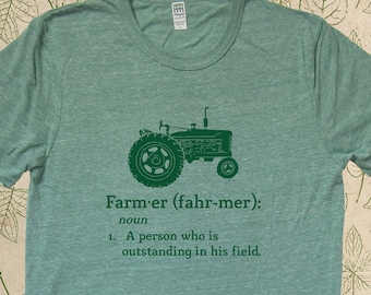 Organic T Shirt Farming Definition of a Farmer TShirt - Adult Unisex Tractor T Shirt Top Tee Made in USA Organic Farm Tshirt - Gift Friendly