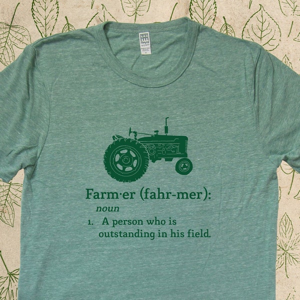 Organic T Shirt Farming Definition of a Farmer TShirt - Adult Unisex Tractor T Shirt Top Tee Made in USA Organic Farm Tshirt - Gift Friendly