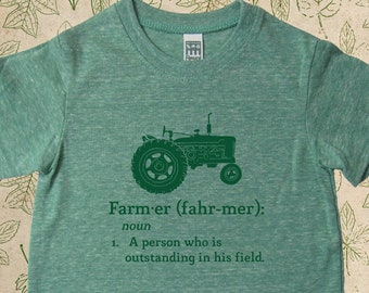 Organic Kids TShirt - Farming Definition of a Farmer Organic T Shirt Top Tee Boy Girl - Made in the USA Organic Farm Tshirt - Gift Friendly