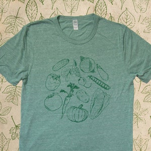 Organic TShirt Vegetables Shirt Adult Mens Womens Unisex Veggies Garden T Shirt Top Tee Made in USA Organic Farm Tshirt Gift Friendly image 1