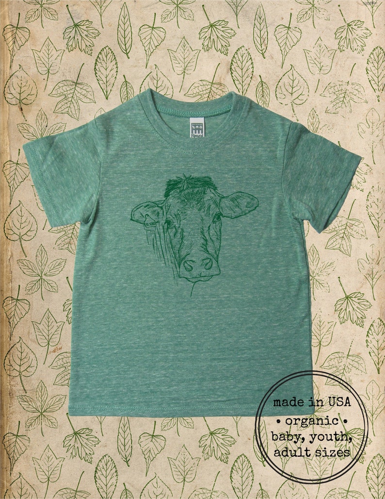 Organic Kids Shirt Youth Toddler Cow Be Kind Dairy Cow TShirt Top Tee Boy or Girl Made in the USA Organic Farm Tshirt Gift Friendly Green