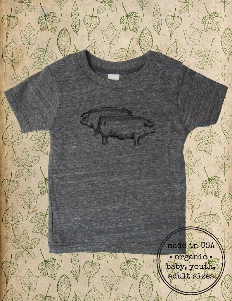 Gift Friendly Made in the USA Organic Farm shirt Boy or Girl Pigs Baby Shower Organic Baby T Shirt Top Tee Organic Infant TShirt