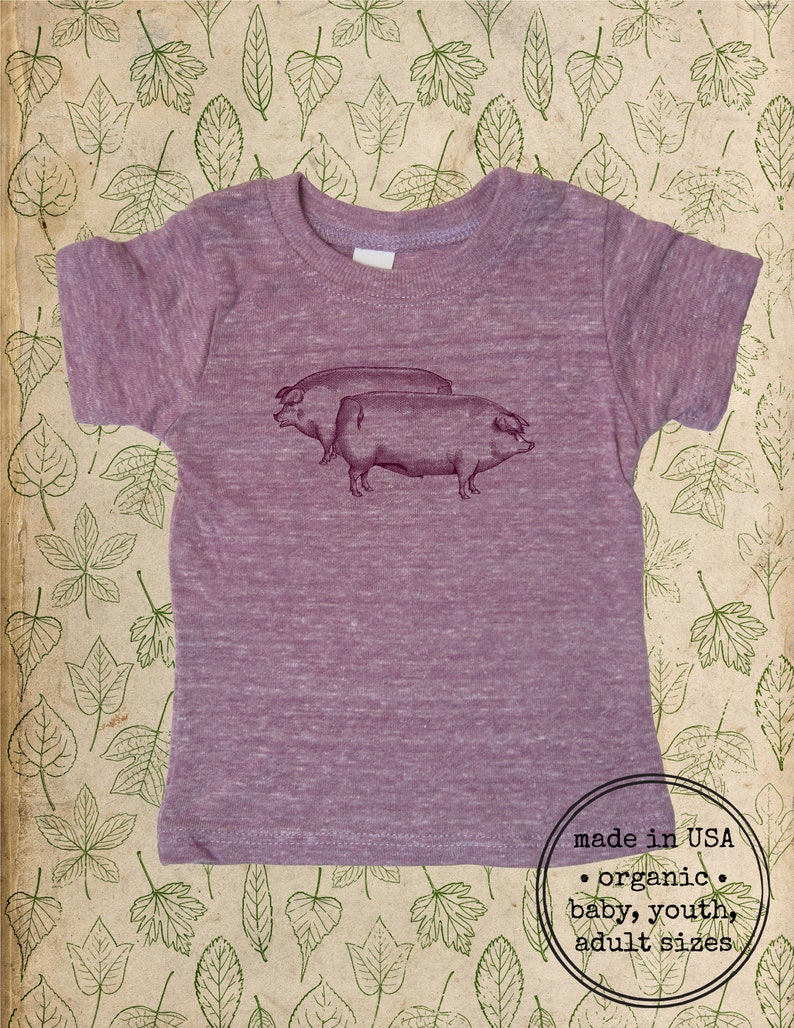 Gift Friendly Made in the USA Organic Farm shirt Boy or Girl Pigs Baby Shower Organic Baby T Shirt Top Tee Organic Infant TShirt