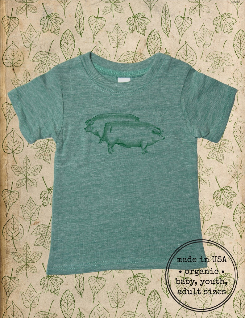 Gift Friendly Made in the USA Organic Farm shirt Boy or Girl Pigs Baby Shower Organic Baby T Shirt Top Tee Organic Infant TShirt