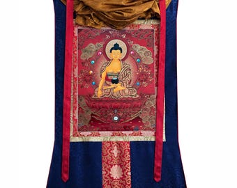 Silk Brocade Shakyamuni Buddha Thangka Painting