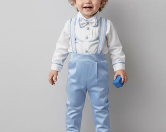 Baby Boy Light Blue Christening Outfit, 4-Piece Formal Wear Set