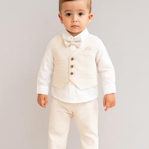 Traje de 4 piezas para bebé niño: Atuendo formal de boda con pajarita.