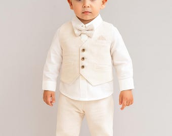 Baby Boy 4-Piece Suit: Formal Wedding Outfit with Bow Tie
