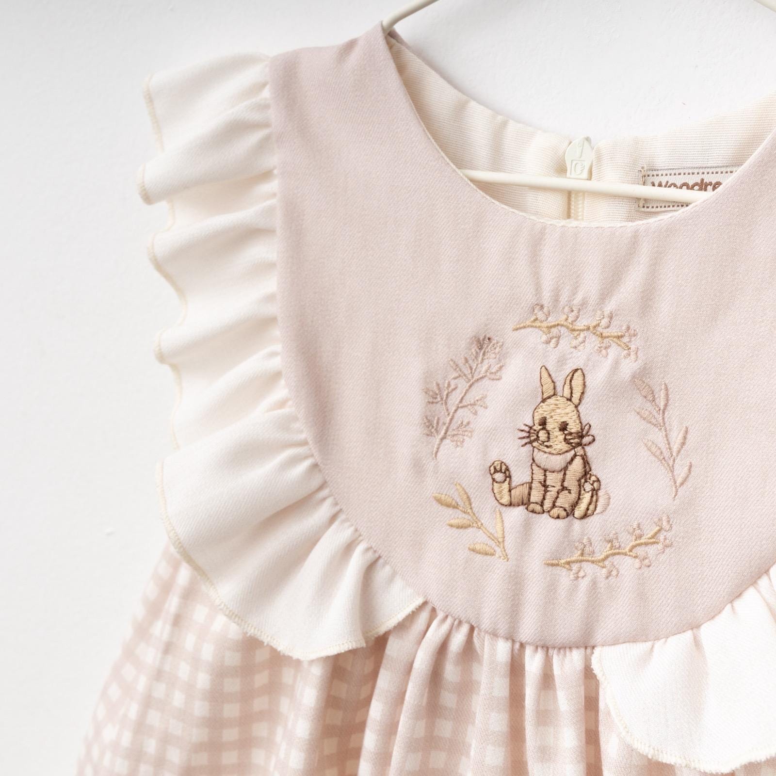 Baby Dress With Ruffle Sleeves and Rabbit Embroidery | Organic Cotton ...