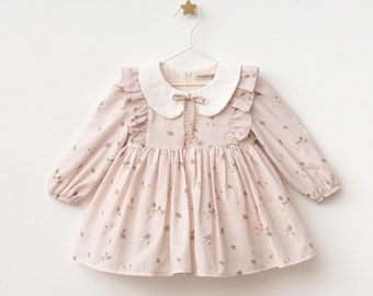 Vintage Floral Baby Dress: Raspberry Print Cotton Party Outfit (9-24 Months