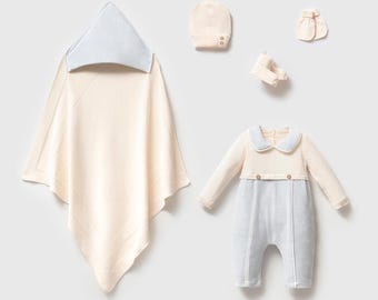 Organic Cotton Knit Newborn Set, 5-Piece Hospital Outfit