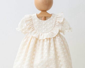 Baby Girl's Ivory Floral Embroidered Cotton Dress