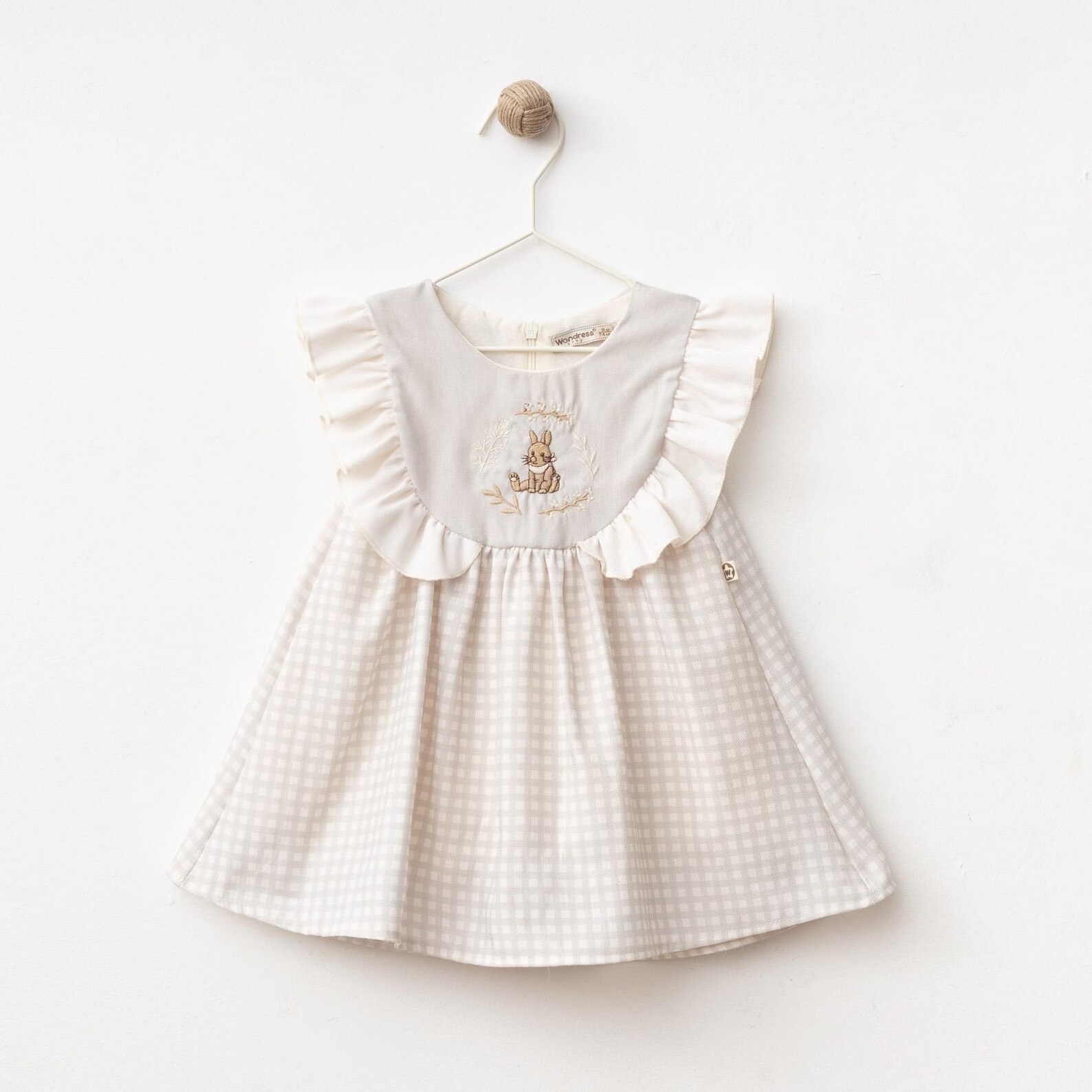 Pink Baby Girl Easter Dress, Embroidered Bunny Dress, Gingham Toddler ...