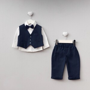 Mininio Baby Boys 3 Piece Outfit Set in Navy