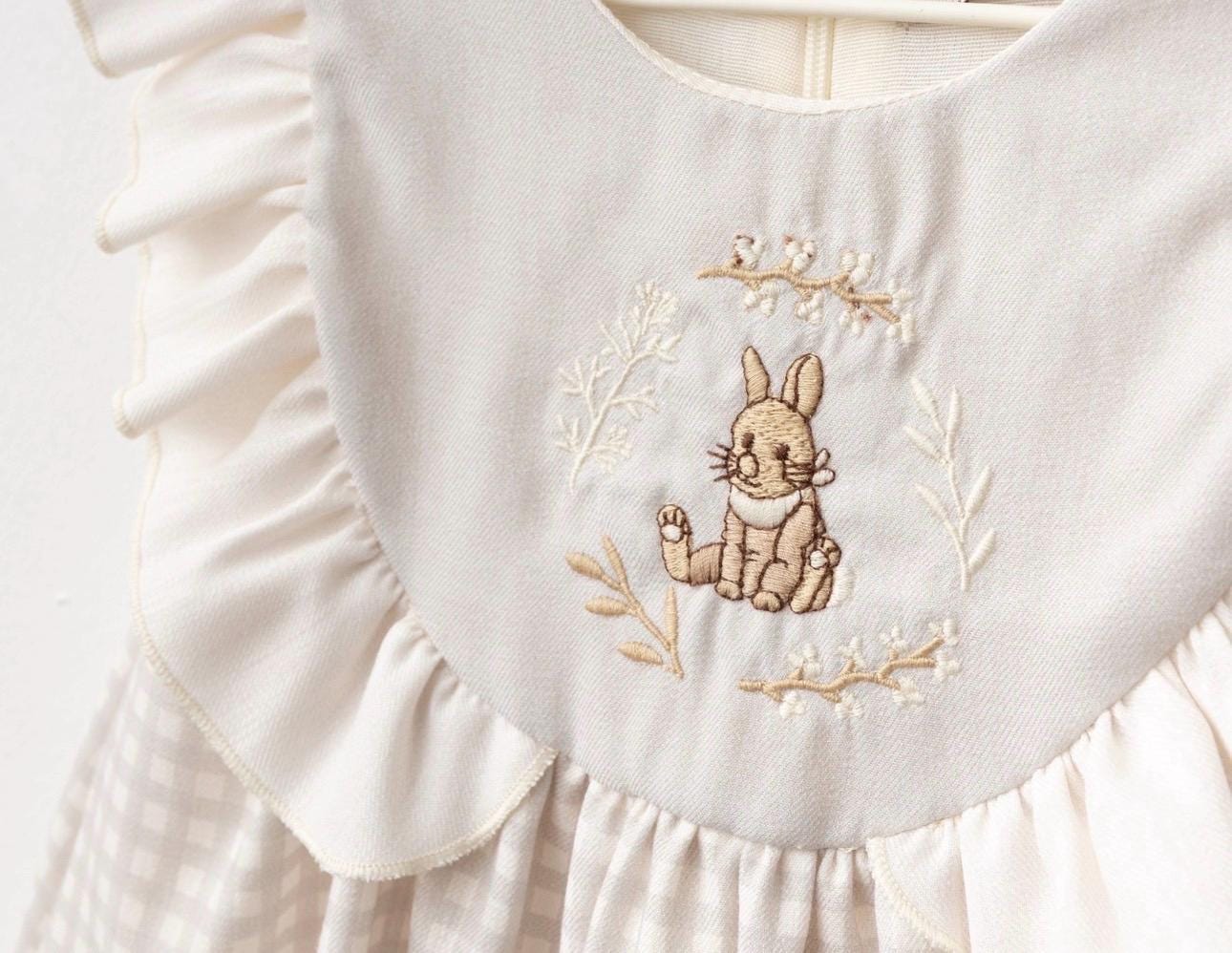 Pink Baby Girl Easter Dress, Embroidered Bunny Dress, Gingham Toddler ...
