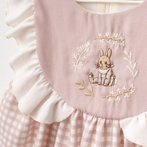 Pink Baby Girl Easter Dress, Embroidered Bunny Dress, Gingham Toddler ...
