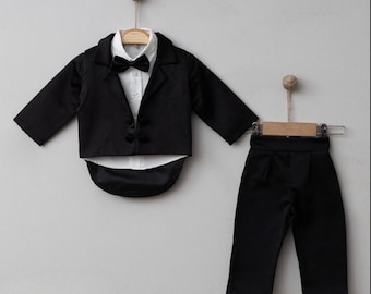 Baby Boy Formal Suit 4 Piece Set – Jacket, Shirt & Pants.Bow
