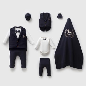 Organic Cotton Knit Baby Boy Coming Home Outfit: 6-Piece Set