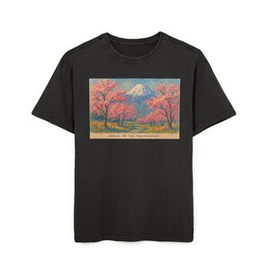 The Sphinx of Delft,Japanese culture and tradition.Sakura & Mt. Fuji , Unisex T-Shirt, Gift for Art Lovers Vintage Style Tee, ,