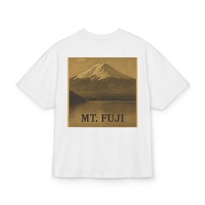 Mountain Print Box Tee, Unisex Vintage Mt. Fuji Tee, Casual Graphic Shirt, Travel Lover Gift, Earthy Aesthetic Tee, Nature Inspired Apparel