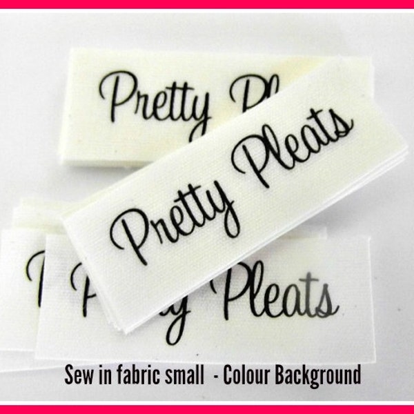 Small sew in fabric labels - Your text - 50 LABELS COLOUR BACKGROUND