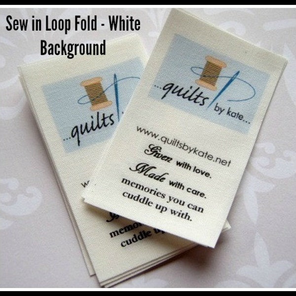 88 - 1" x 2" - Fold-over tag / Label. Sew in. Seam tab style.