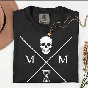 Memento Mori T-Shirt – Skull, Hourglass & M Monogram • Minimal Gothic Unisex Tee,stoiker tshirt,stoic cloting,stoicism t-shirt,stoicism gift