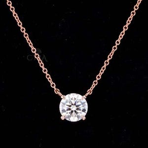 1.0 1.5 2.0 3.0 Karat Labor gewachsener runder Diamant Solitär-Anhänger aus 14K Roségold, Farbe E VVS2, Jubiläumsgeschenk für Frau Solitär-Anhänger