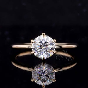 1.0-3.0 Carat Round Cut Lab Grown Diamond Ring Minimalist Solitaire 6 Prong Thin Ring, Round Cut Diamond Engagement Ring, IGI Certified Ring