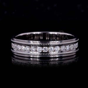 Men's Diamond Wedding Band | 0.65 TW Round Lab Grown Diamond Band | Channel Setting Band | Birthday and Anniversary Gifts for Him | Handmade