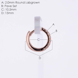 Lab Diamond Huggie Hoop Earrings: 14K Gold Paved Minimalist Hoops