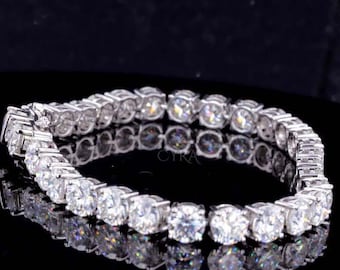 Pulsera de tenis de moissanita de 6 mm: plata de ley 925 VVS1, corte redondo