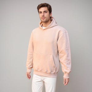 Plain Light Beige Hoodie – 100% Cotton, 350 GSM Heavyweight | Unisex Pullover Hoodie.