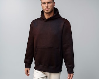 Plain Black Cotton Hoodie – 100% Cotton, 350 GSM Heavyweight | Unisex Pullover Hoodie.