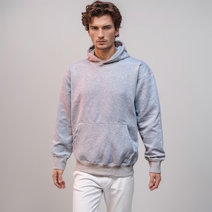 Grey Pullover Hoodie  – 100% Cotton, 350 GSM Heavyweight | Unisex Cotton Hoodie.