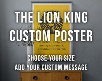 Póster personalizado de El Rey León para teatro musical, arte mural personalizado de El Rey León (descarga digital)