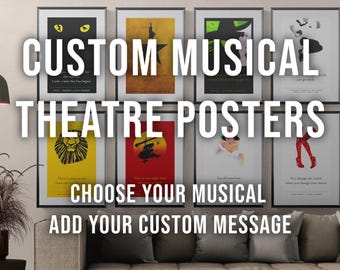 Póster de teatro musical con letras personalizadas, arte digital de Broadway, impresión de letras personalizadas (descarga digital)