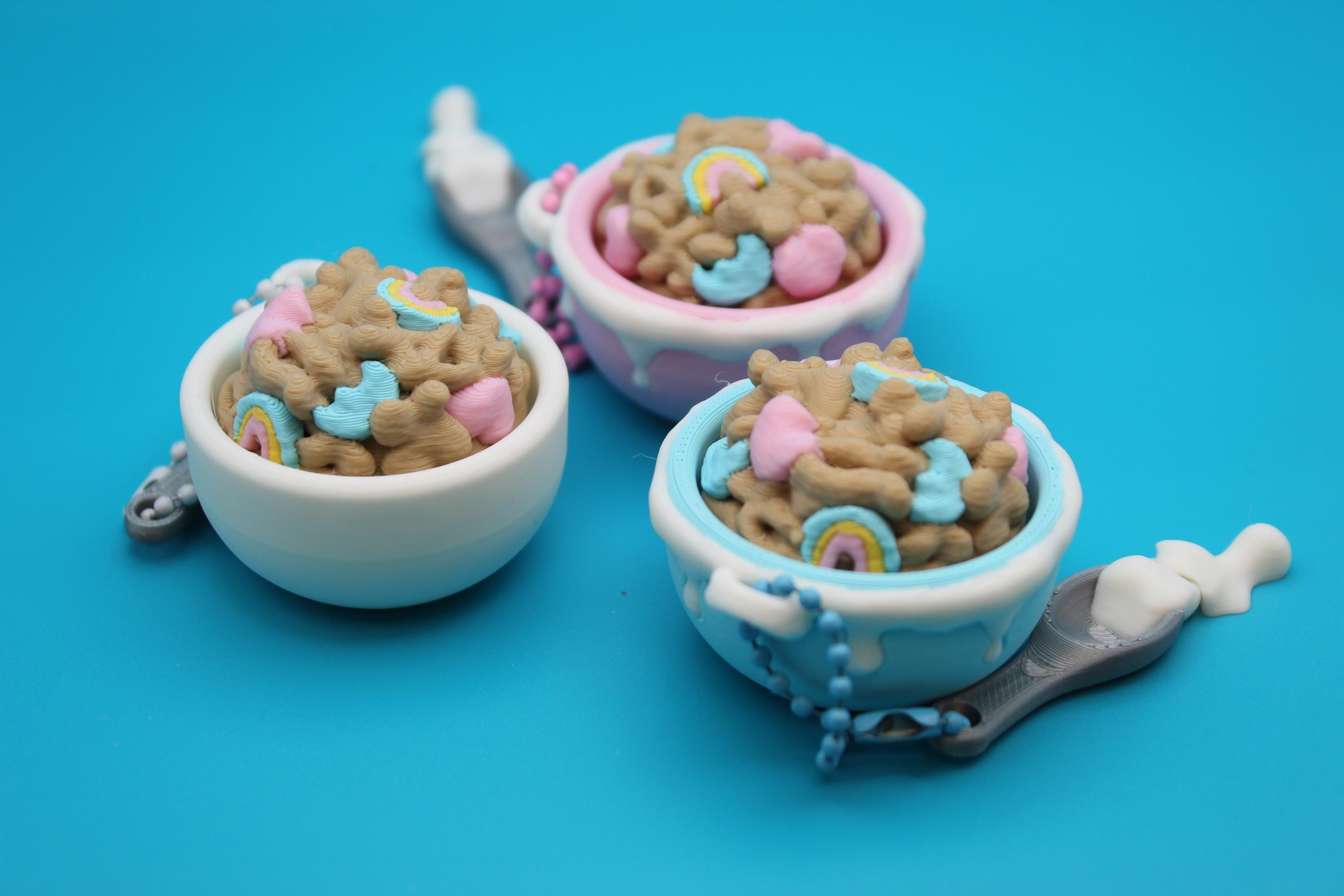 Mini Cereal Bowl Fidget Clicker Keychain, 3D Printed Sensory Toy, Mechanical Switch Desk Fidget, Cute Foodie Gift