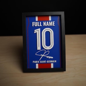 Personalized Soccer Jersey Frame, Custom Name and Number Shadow Box, 3D Printed Football Gift, Desk or Shelf Decor