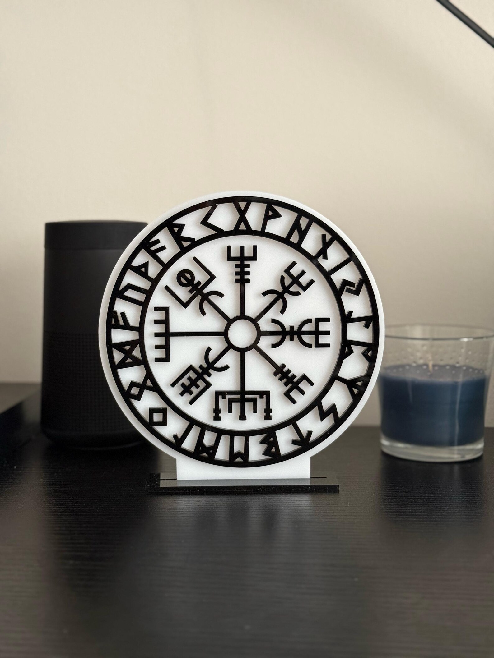 Nordic Compass Stand Acrylic Sign Decoration Viking Amulet Black and ...