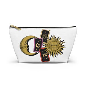 Pochette d'accessoires pour tarot soleil et lune - Organiseur sur le thème du tarot