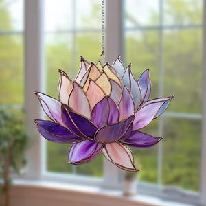 Purple Lotus Acrylic Window Hanging, Handmade Lotus Flower Window Hanging, Spiritual Home Decor, Meditation Gift
