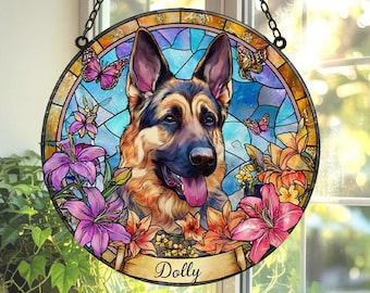 Custom Pet Portrait Stained Glass Suncatcher, Personalized Dog Memorial Gift,  Dog Memorial Gift,Sympathy Gifts, Pet Loss Gift