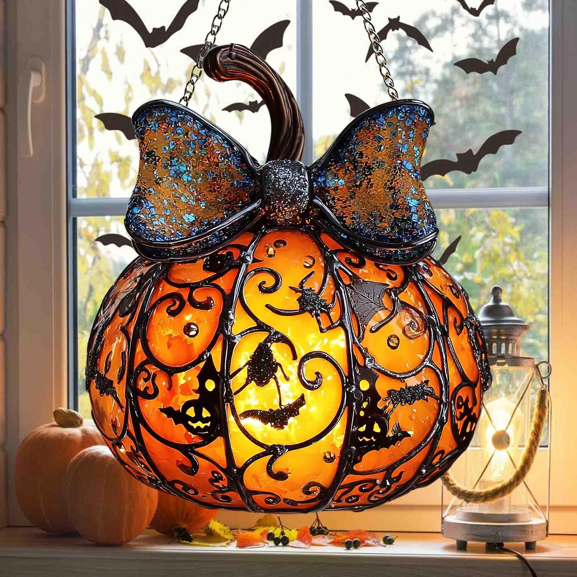 ステンドグラス ランプ ハロウィン Stained glass pumpkin lamp - Etsy 日本
